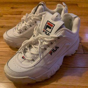 Chunky White Filas in Women's Size 6.5